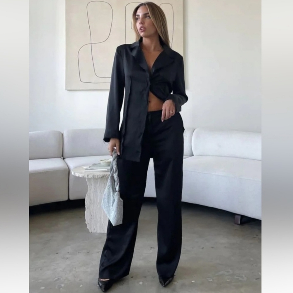 RUMORED LONDON CALLING PANT IN BLACK UNDONE HEM STRAIGHT LEG WOMEN' SIZE…
